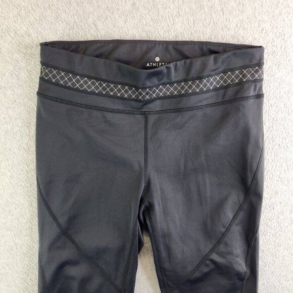 Athleta Leggings Womens Large Black Straight Up Yoga Reflective Zip Pocket - Picture 2 of 14